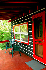 Image showing Log cabin deck