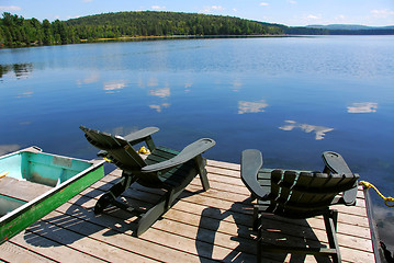 Image showing Chairs on dock