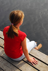 Image showing Girl child dock