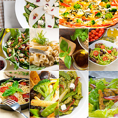 Image showing healthy and tasty Italian food collage