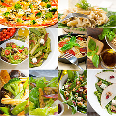 Image showing healthy and tasty Italian food collage