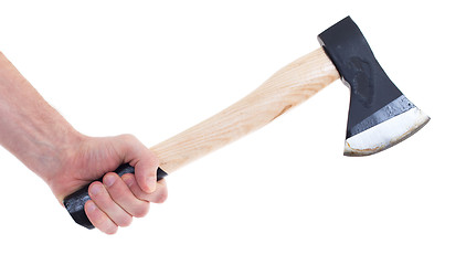 Image showing Hand holding a modern axe