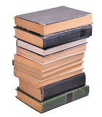 Image showing pile of old paper books isolated over white