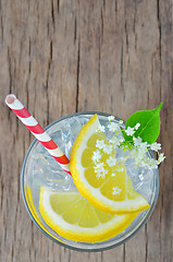 Image showing elderflower juice with lemon