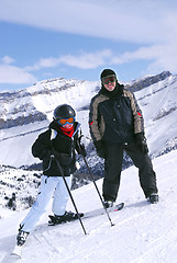 Image showing Skiing in mountains