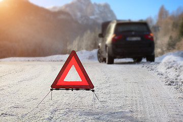 Image showing Car with a breakdown in the winter