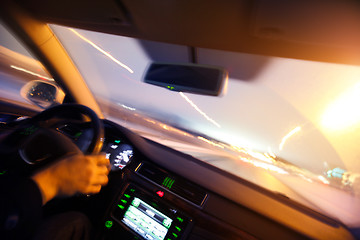 Image showing night driving urban city road