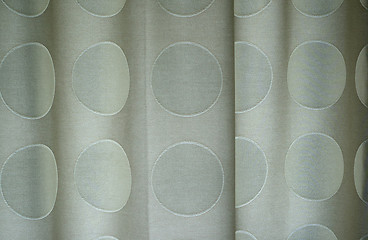 Image showing detail of polka dotted curtains