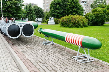 Image showing Old torpedo and torpedo tubes in Kaliningrad