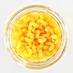 Image showing Pasta in glass jar on white background