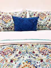 Image showing Colorful bed linen with floral design