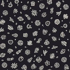 Image showing Dark Seamless Pattern with Bacteria and Germs