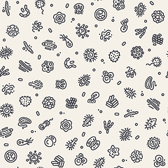 Image showing Light Seamless Pattern with Bacteria and Germs