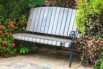 Image showing Old Wooden Bench in the garden