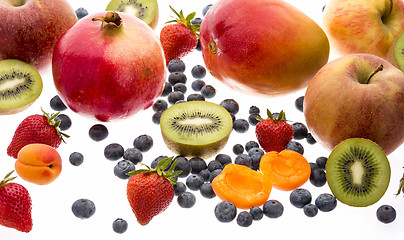 Image showing Close Up Of Mixed Fruit Isolated On White