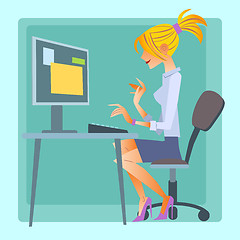 Image showing woman working computer