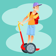 Image showing young tourist on electric scooter