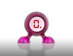 Image showing Small pink plastic object with a digital display