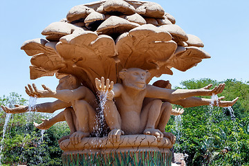 Image showing Gigantic monkey statues on fountain in famous Lost City