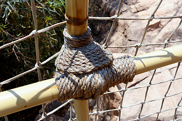 Image showing detail of suspension rope bridge in Sun City South Africa