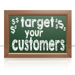 Image showing Target your customers words on a chalkboard