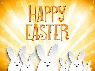 Image showing Happy Easter Rabbit Bunny on Orange Background