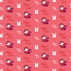 Image showing Happy Easter Rabbit Bunny Pink Seamless Background