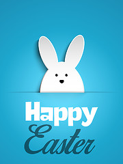 Image showing Happy Easter Rabbit Bunny on Blue Background