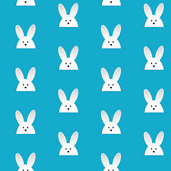 Image showing Happy Easter Rabbit Bunny Blue Seamless Background
