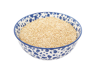Image showing Quinoa in a blue and white china bowl