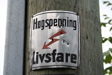 Image showing Høyspenning livsfare