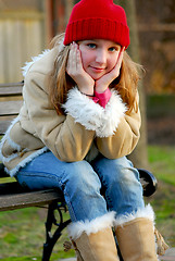 Image showing Girl on bench