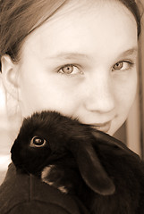 Image showing Girl and bunny