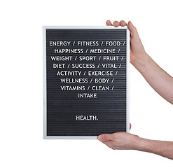 Image showing Health concept in plastic letters on very old menu board