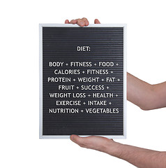 Image showing Diet concept in plastic letters on very old menu board