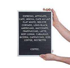 Image showing Lifestyle concept in plastic letters on very old menu board