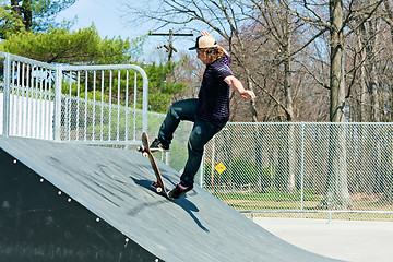 Image showing Skateboarder On a Skate Ramp