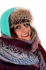 Image showing Bundled up young woman.