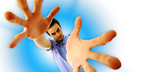 Image showing Man reaching something