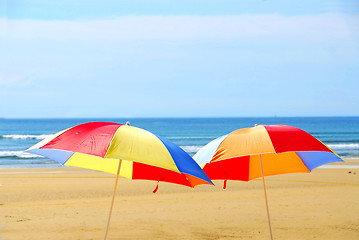 Image showing Beach umbrellas