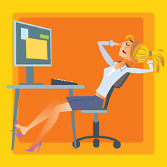 Image showing girl office resting computer