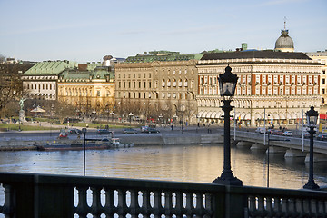 Image showing Old center of Stockholm, lamps of the Royal Palace