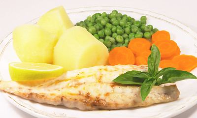 Image showing Grilled fish dinner