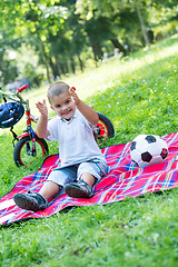 Image showing boy with airpane toy