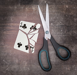 Image showing Concept of addiction, card with scissors