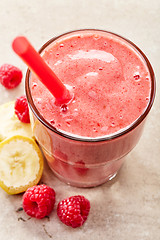 Image showing Banana and raspberry smoothie