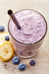 Image showing Banana and blueberry smoothie