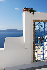 Image showing Santorini Blue Iron Gate