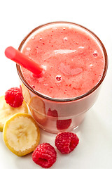 Image showing Banana and raspberry smoothie