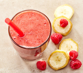 Image showing Banana and raspberry smoothie